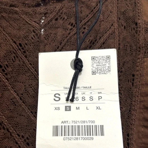 NWT ZARA Lace Puff Sleeve Blouse - Picture 9 of 10